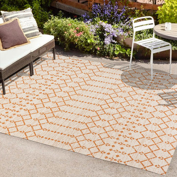 Ourika Moroccan Geometric Textured Weave Indoor/outdoor Rug